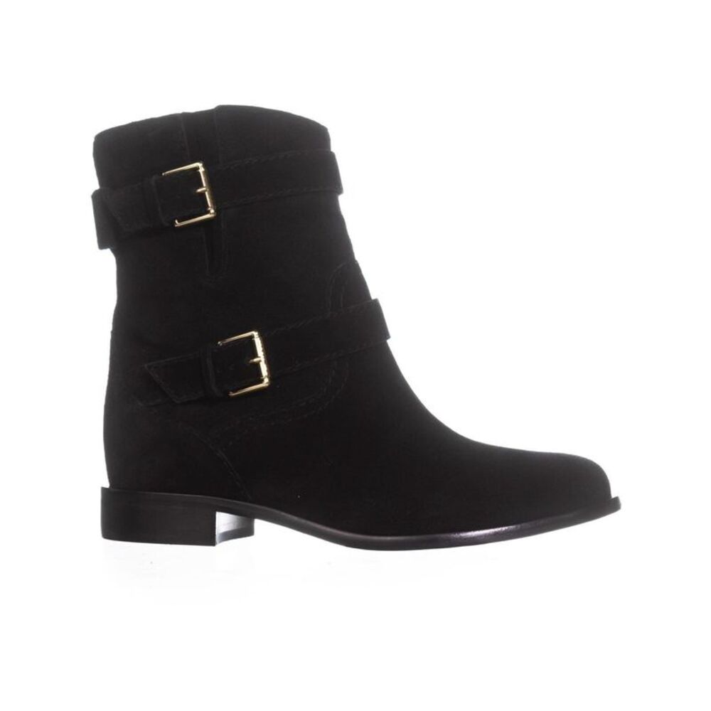 KATE SPADE NEW YORK Womens Black Lightly Sabina Slip On Leather Combat Boots 6 M